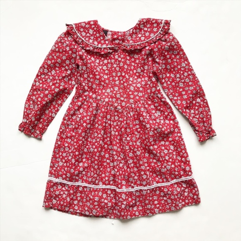 Vintage Chuckle floral ruffle collar dress 4/5T
